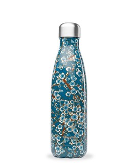 Qwetch Bouteille isotherme inox flowers bleu 500ml - 10110
